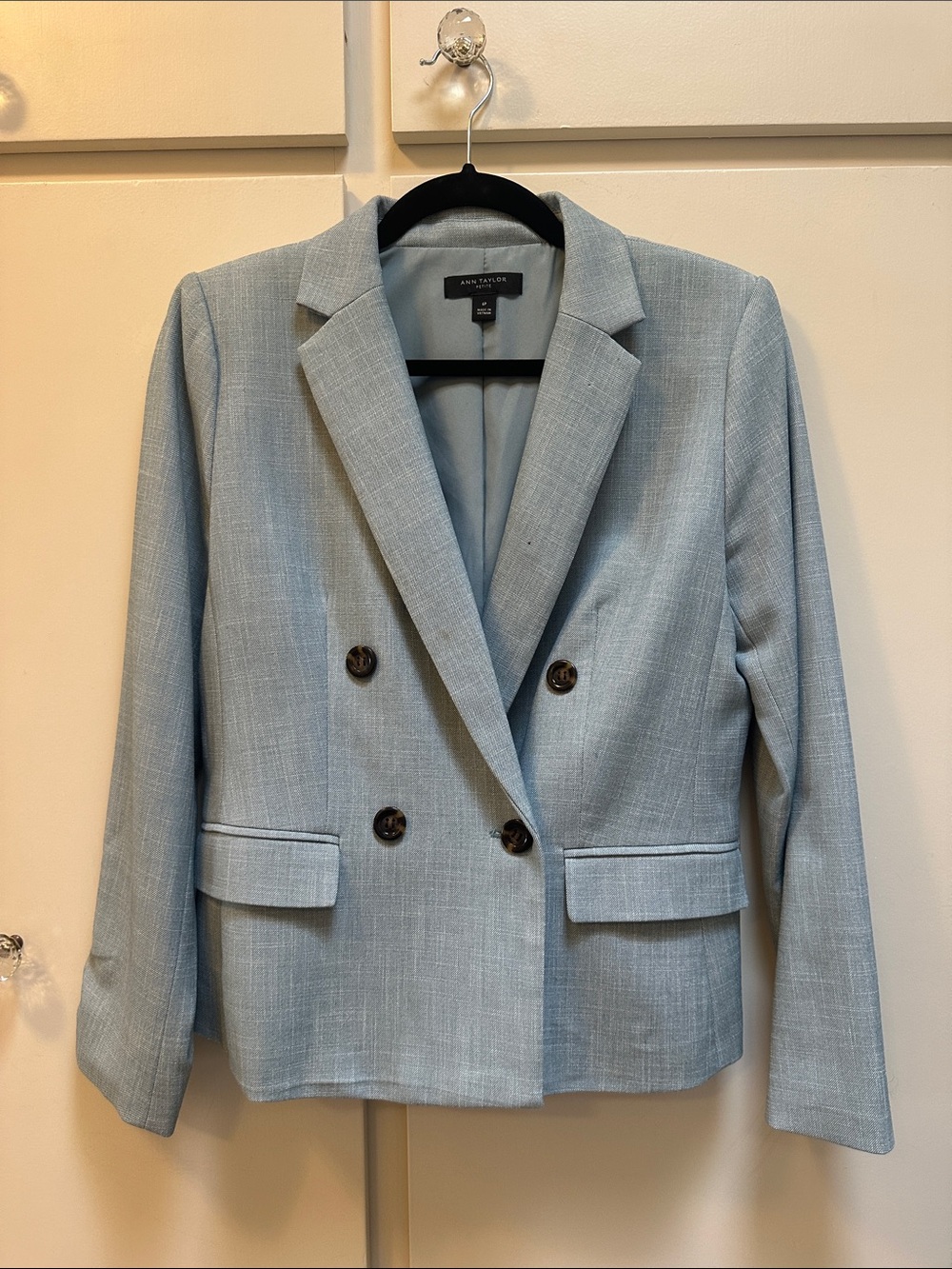 Ann Taylor Pale Blue Double-Breasted Blazer